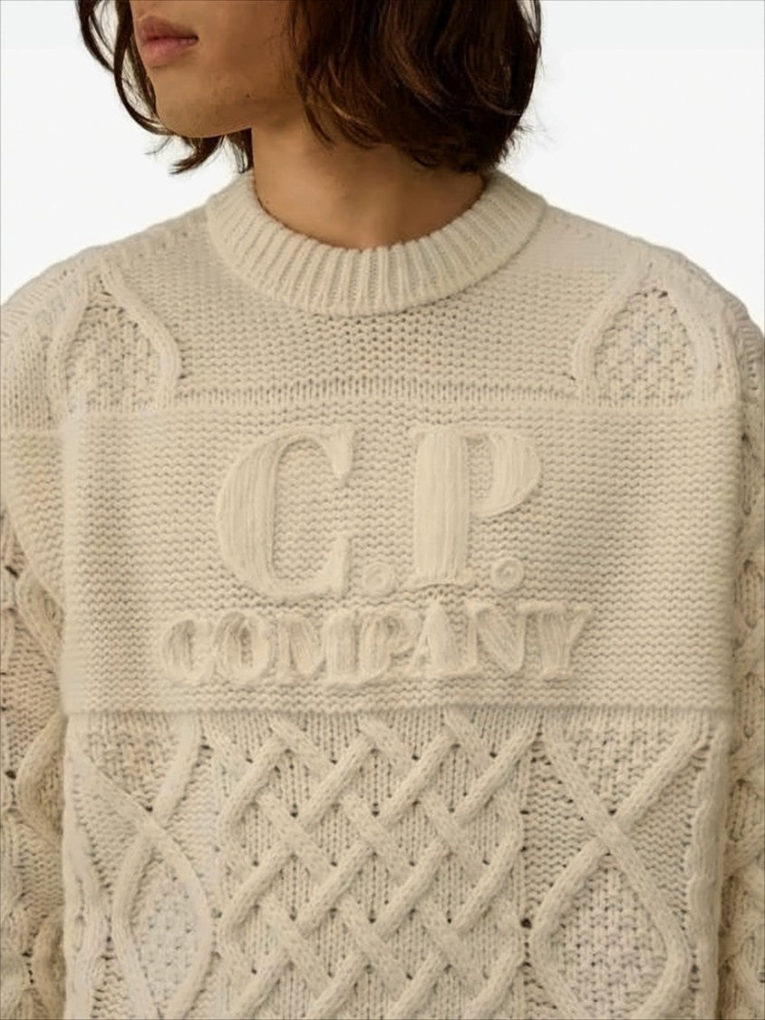 C.P. Company Textured Knit Sweater With Embroidered Logo Detail