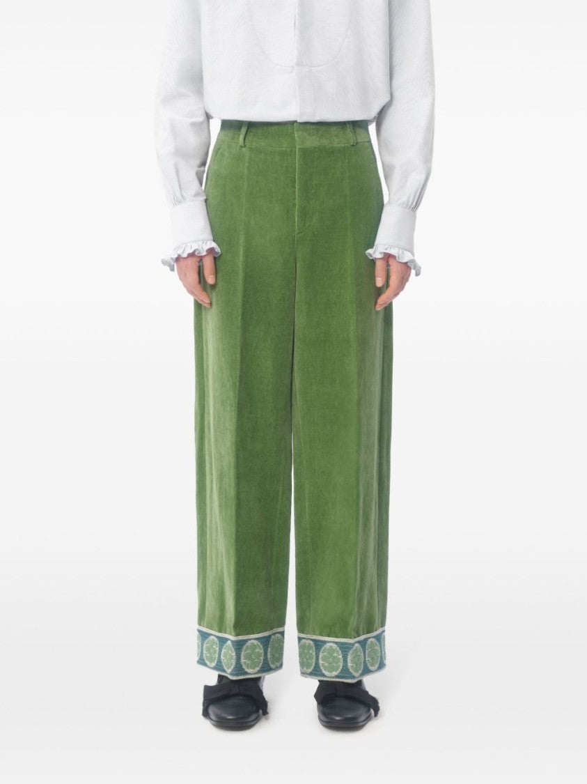 Valentino Wide Leg Pants With Decorative Hem Detail