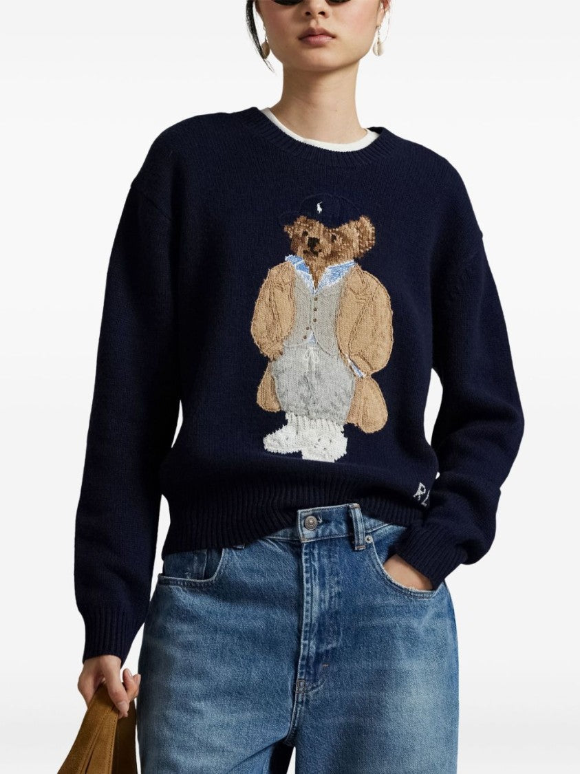 Polo Ralph Lauren Crew Neck Sweater With Embroidered Bear