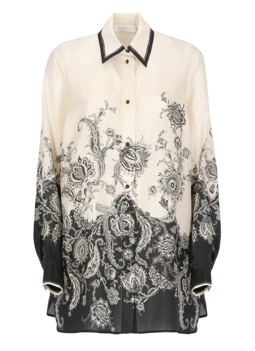 Zimmermann Ivory Silk Shirt With Contrasting Paisley Pattern