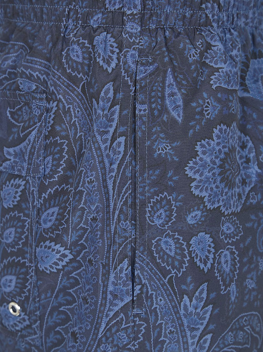 Etro Regular Fit Elastic Waist Floral Swim Shorts