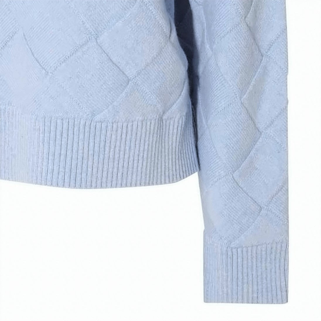 Bottega Veneta Quilted Light Blue Sweater With Classic Crew Neckline