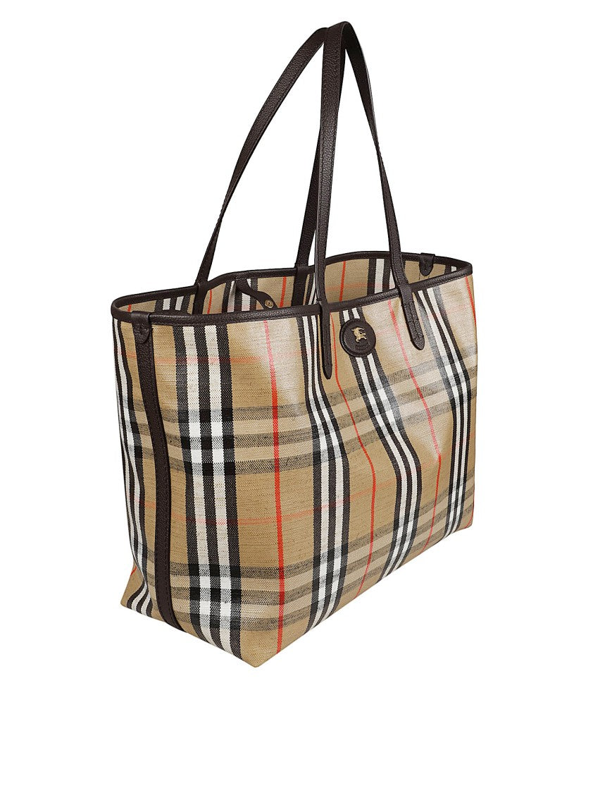 Burberry Check Pattern Tote Bag With Press-Stud Fastening