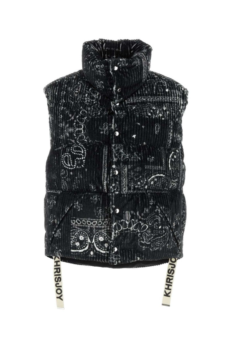 Khrisjoy Printed Corduroy Oversize Sleeveless Down Jacket