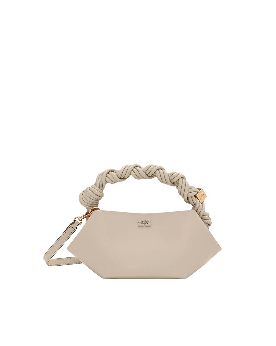 Ganni Mini Bou Handbag In Recycled Leather With Twisted Handle