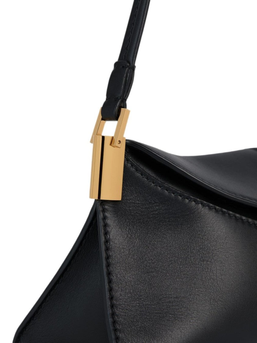 Balmain Black Elongated Triangular Leather Handbag