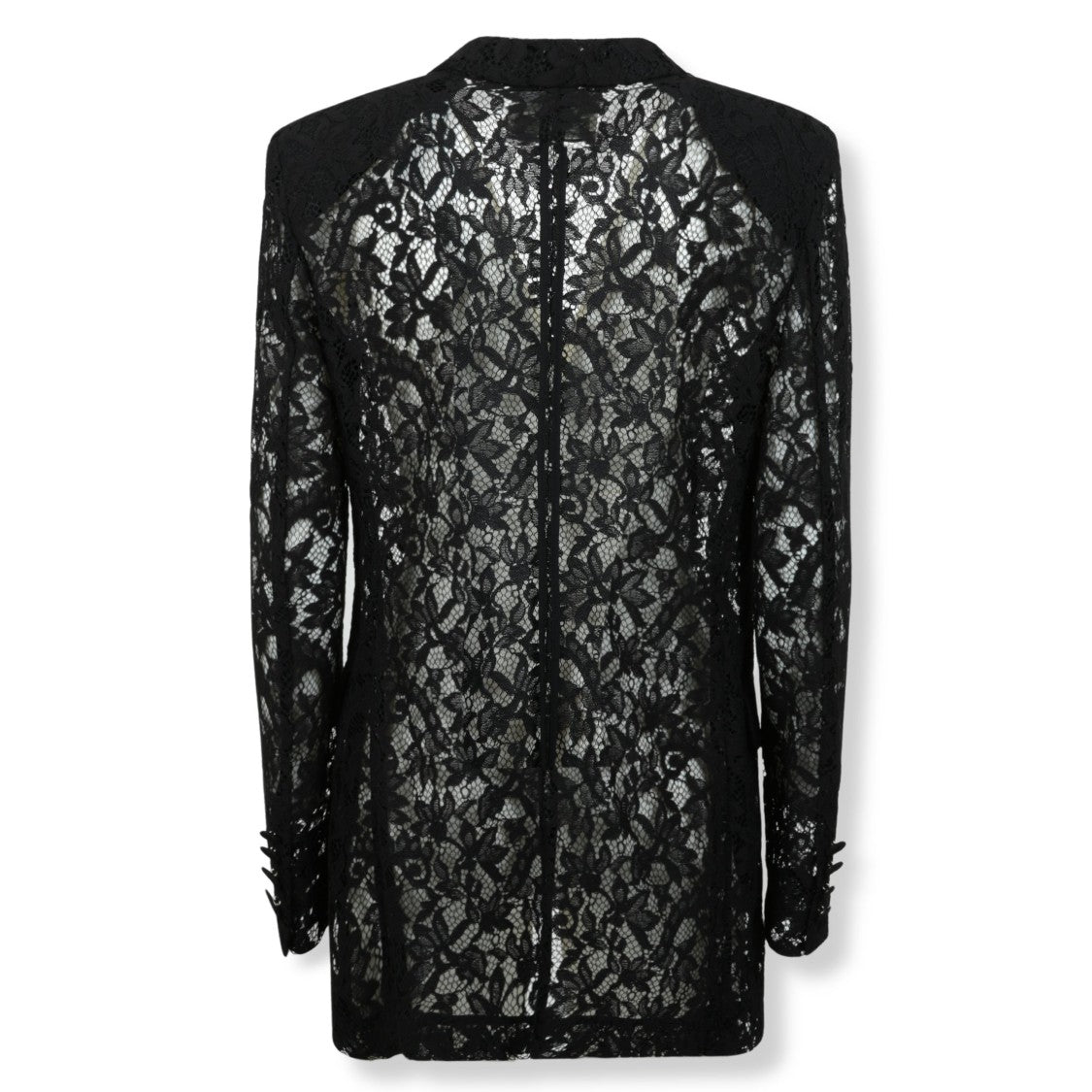Blumarine Floral Lace Semi-Sheer Giacca With Notched Lapel