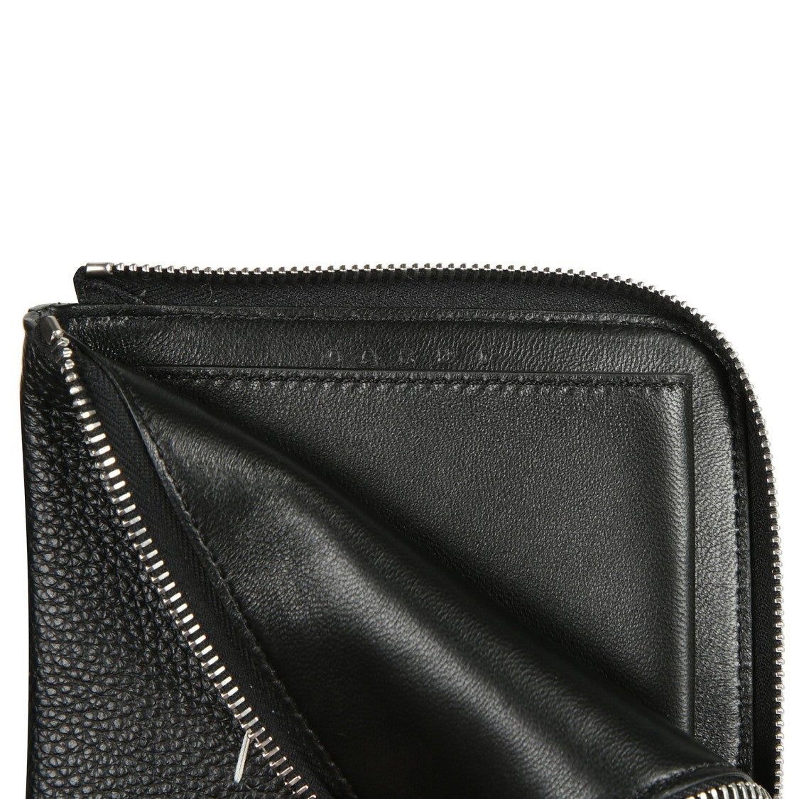 Marni Textured Black Leather Wallet With Zip-Around Closure