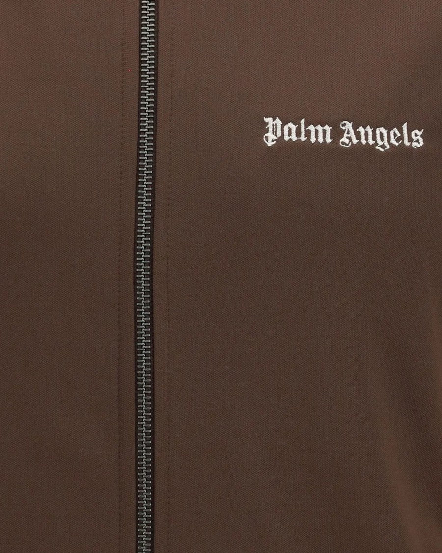 Palm Angels Classic Logo Track Top With High Collar And Zippered Pockets