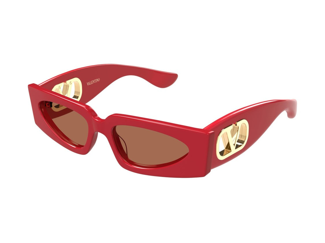 Valentino Gold Red Vg0001s Acetate Rectangular Sunglasses
