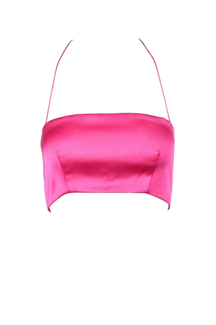 Nine Minutes Fuchsia Halter Polyester Blouse