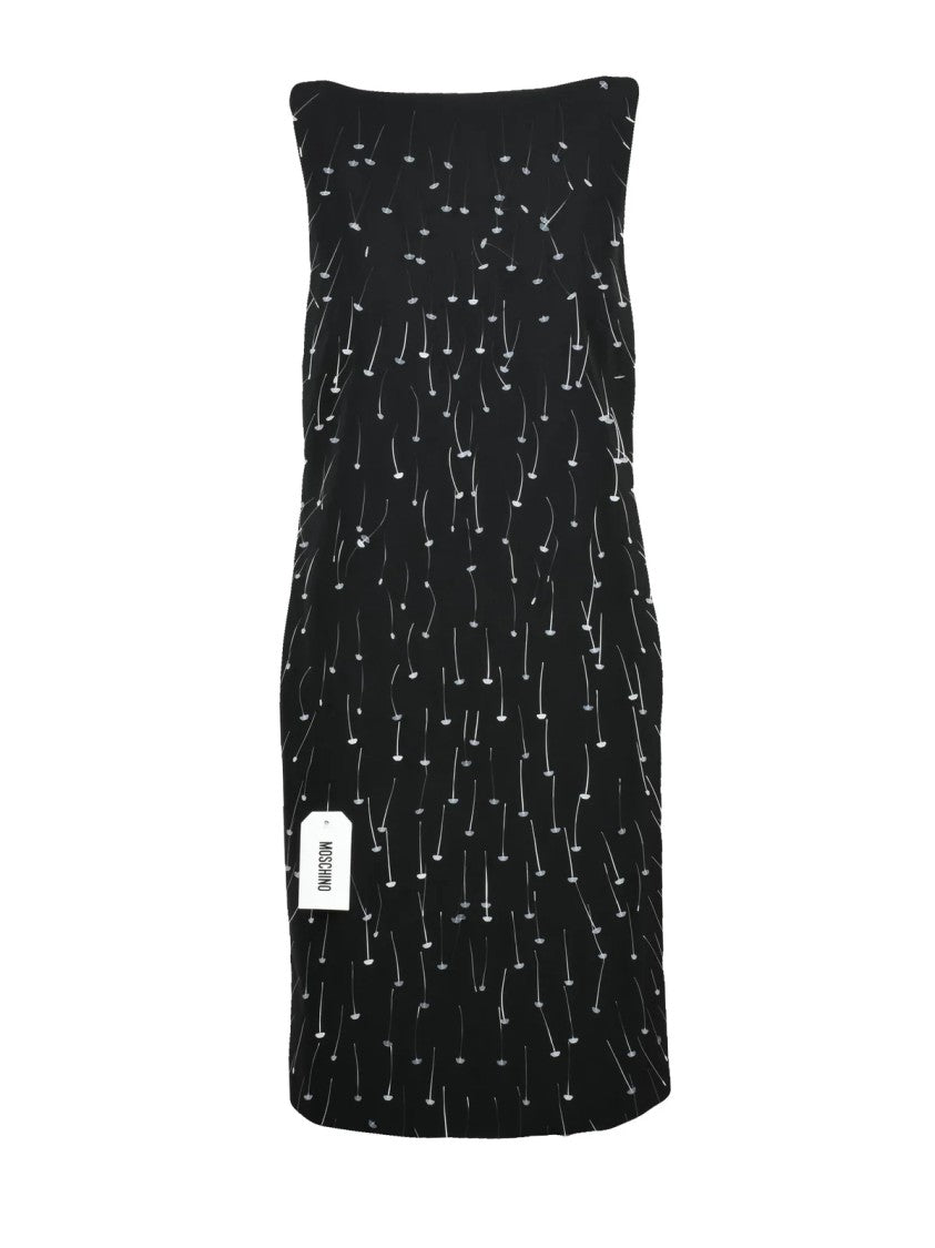 Moschino Couture Black Abstract Pattern Stretch Midi Dress