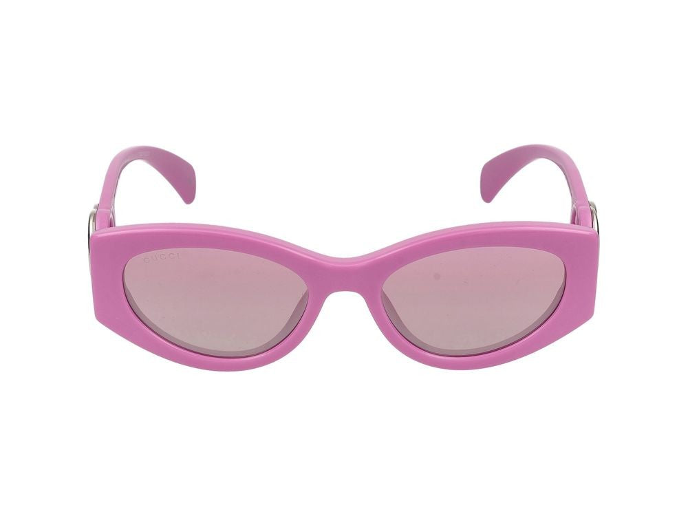 Gucci Pink Logo Detail Oversized Cat-Eye Sunglasses