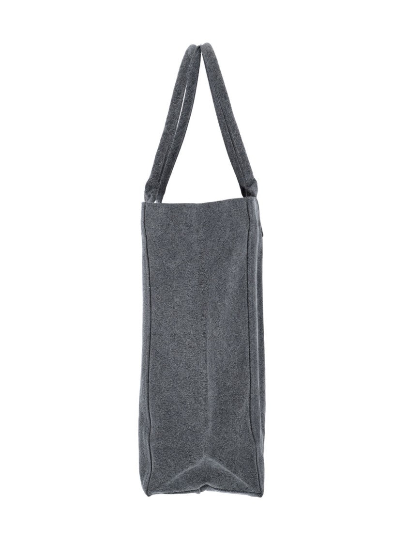 Isabel Marant Grey Cotton Tote Bag With Embroidered Logo