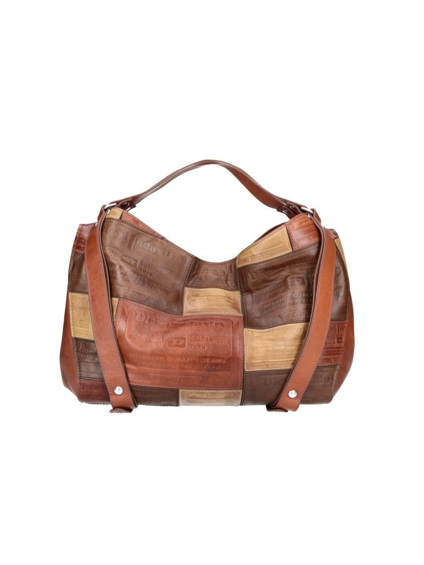 Diesel Brown Patchwork Leather D-One Medium Tote Bag
