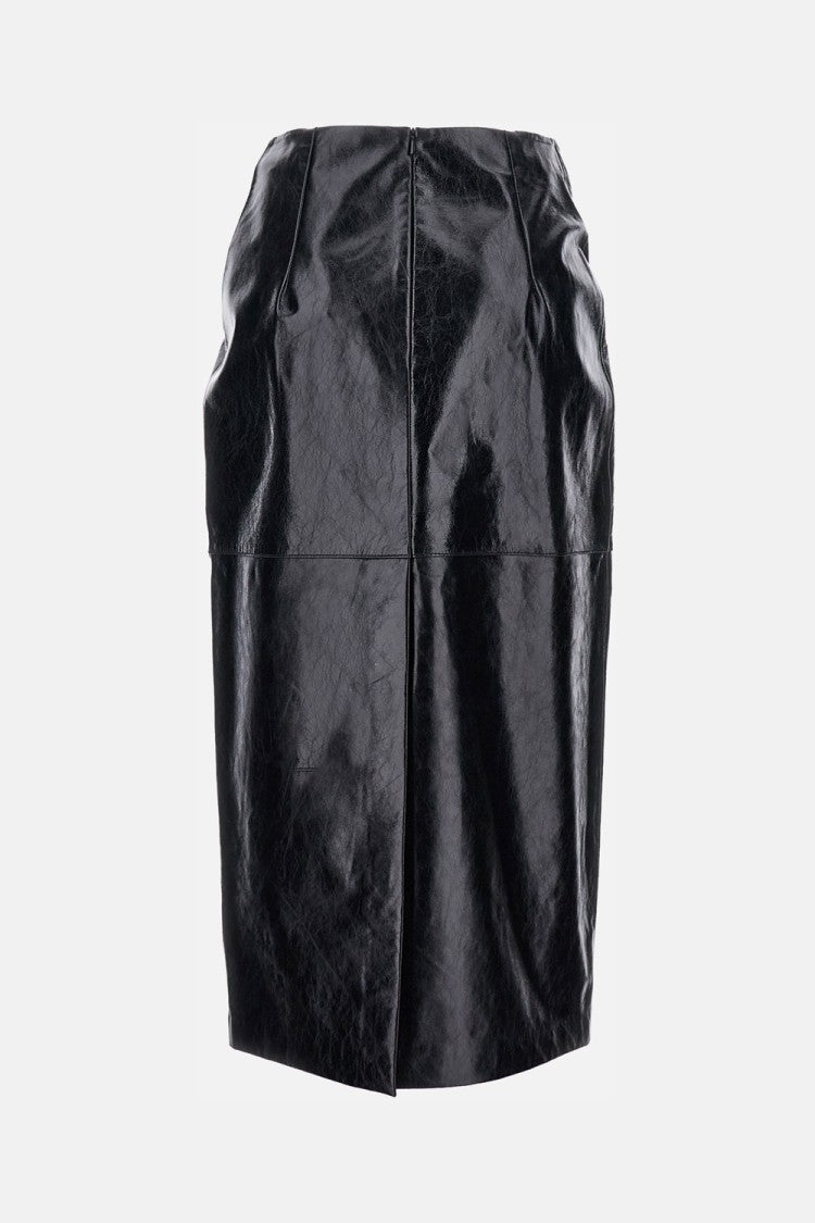 Sportmax Sculpted Leather Midi Skirt