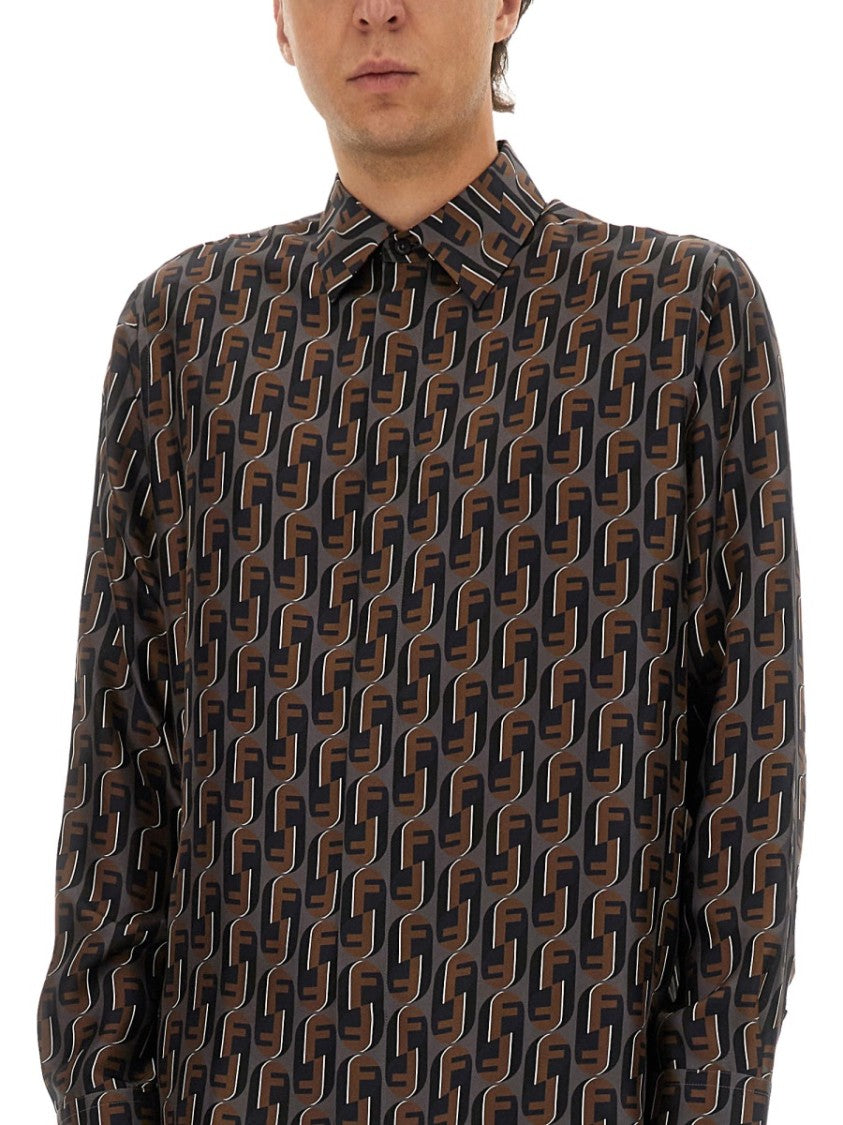 Fendi Geometric Print Silk Shirt