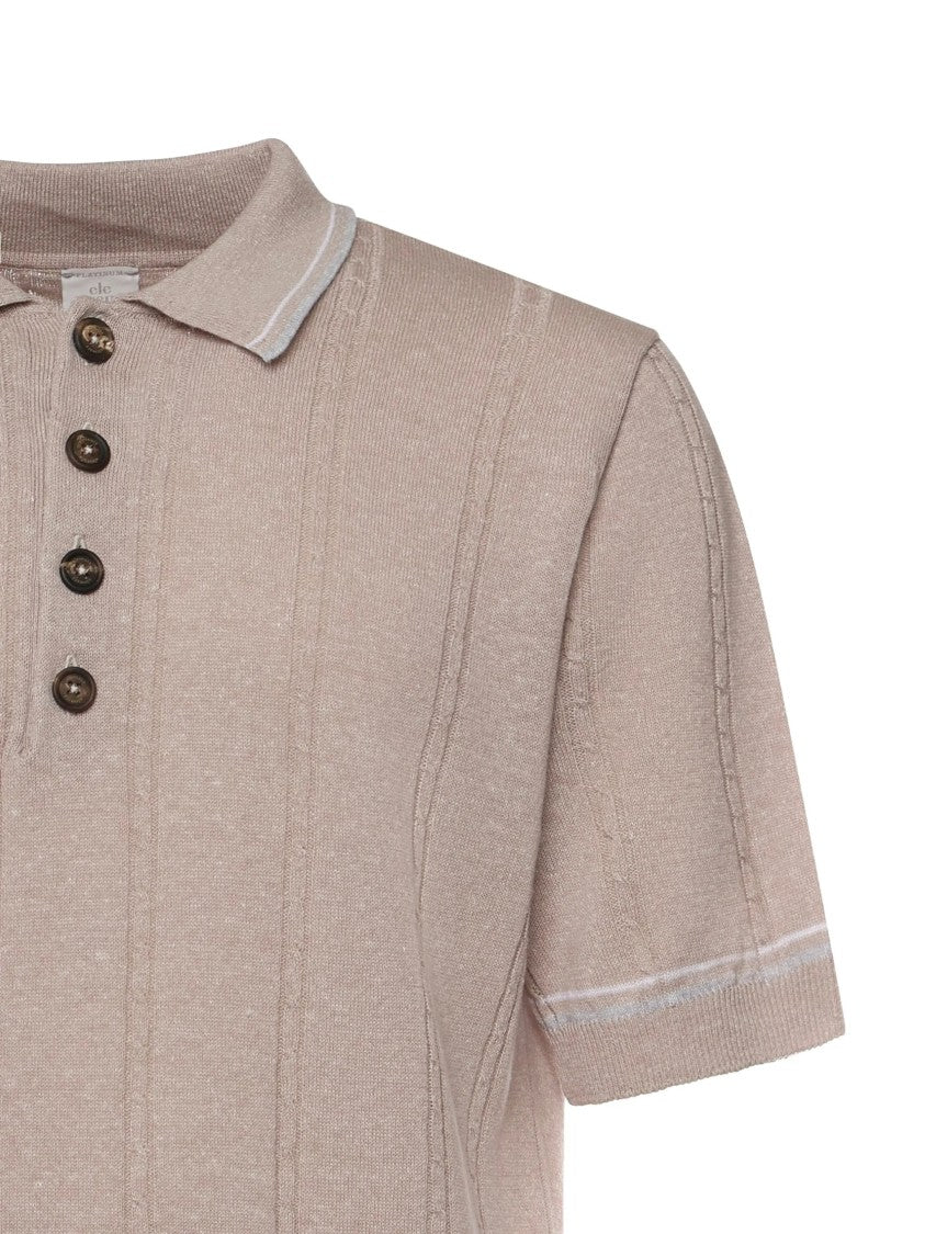 Eleventy Textured Vertical Stripe Five-Button Polo Shirt
