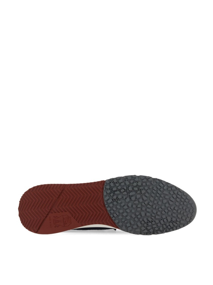 Brunello Cucinelli Knitted Blue Runner Sneakers With Cushioned Sole