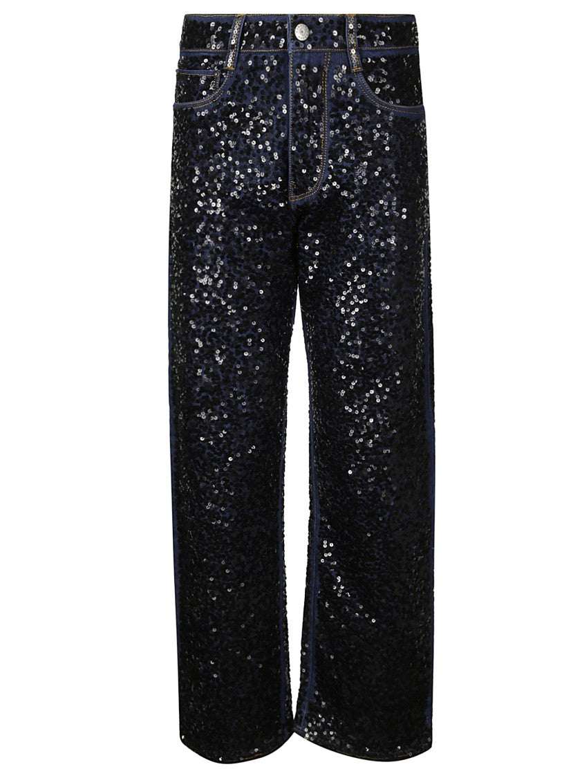 P.A.R.O.S.H. Straight Sequin Jeans