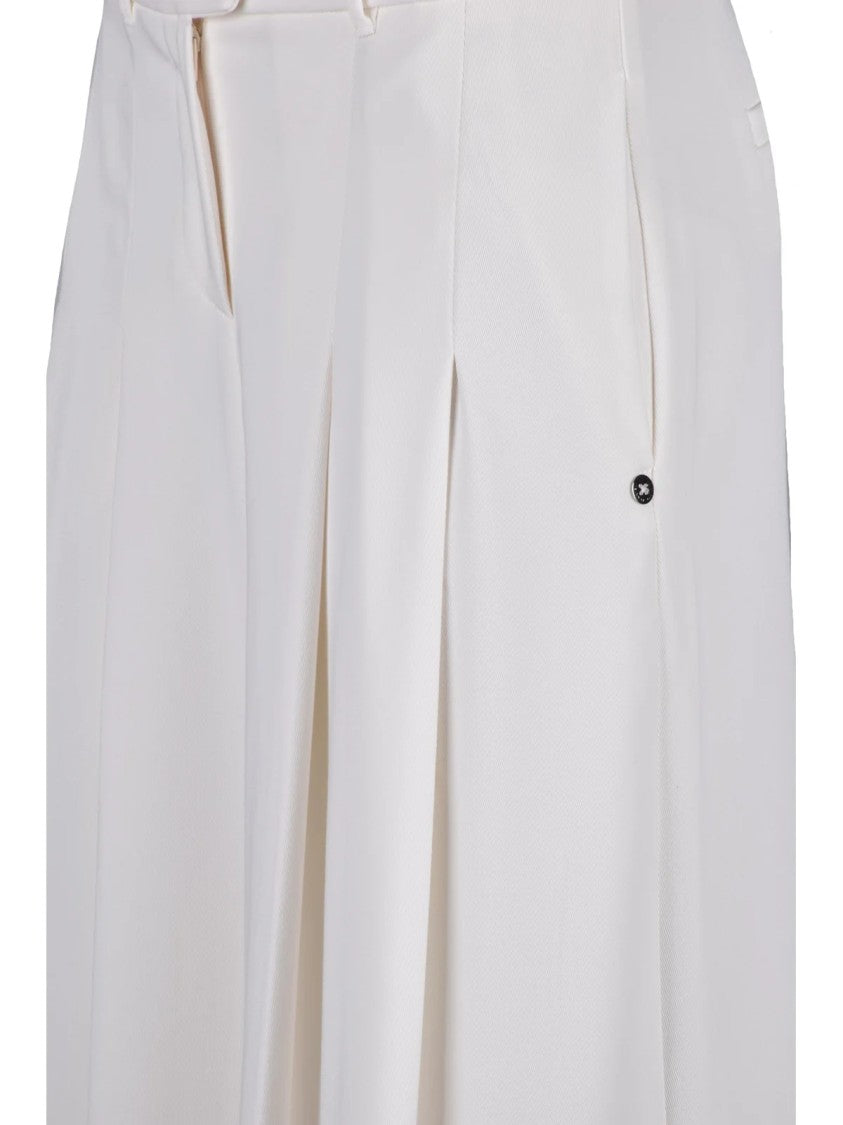 Pennyblack Wide-Leg White Trousers With Pleated Design And Low Waist