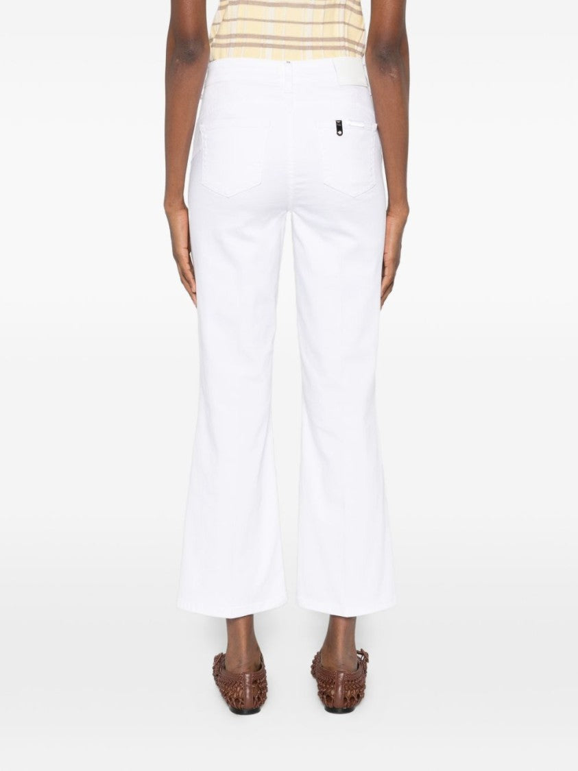 Liu Jo Flared White Jeans With Decorative Button Fly