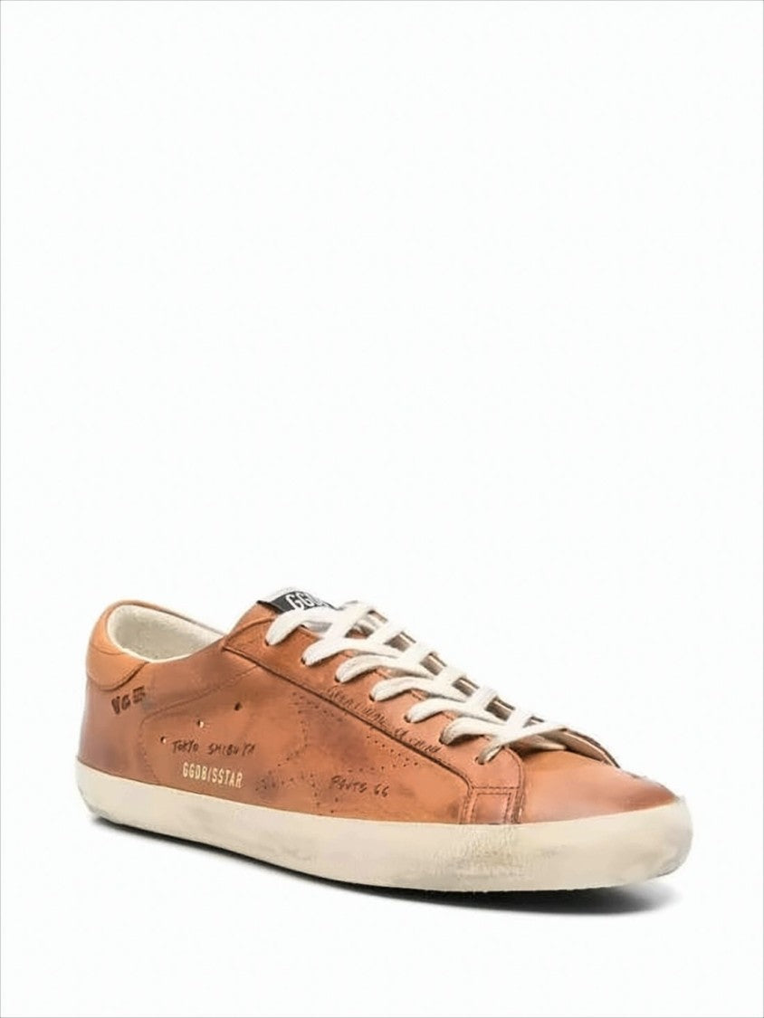 Golden Goose Low-Top Brown Leather Sneakers With Vintage Finish