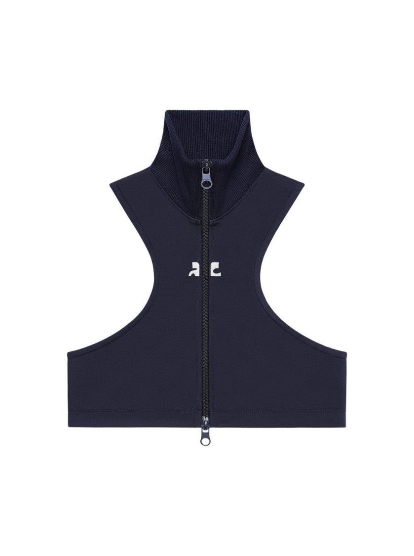 Courrèges Scuba Tracksuit Interlock Cropped Jacket Navy