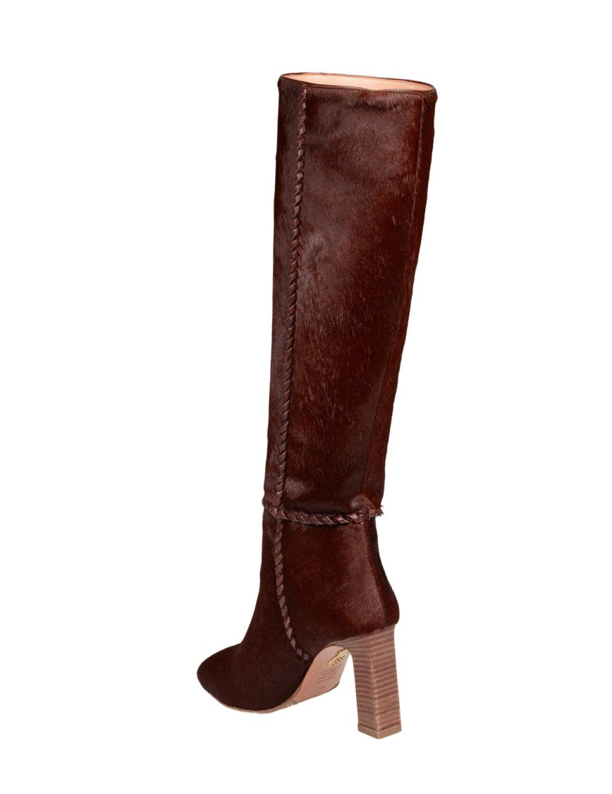 Aquazzura Brown Indy 85 Ponyskin Boots
