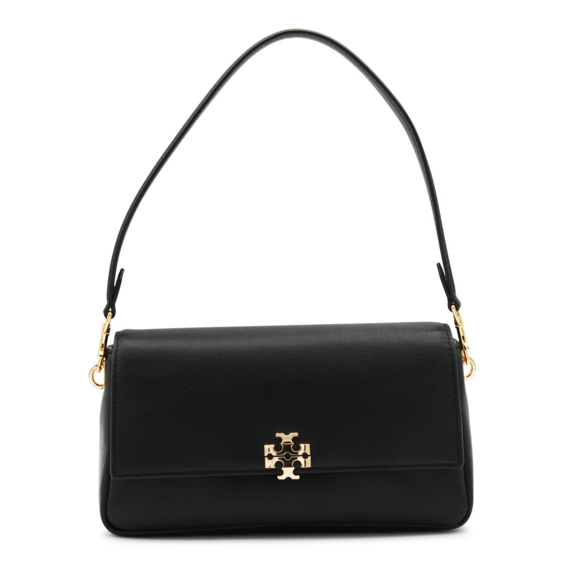 Tory Burch Structured Black Leather Shoulder Bag