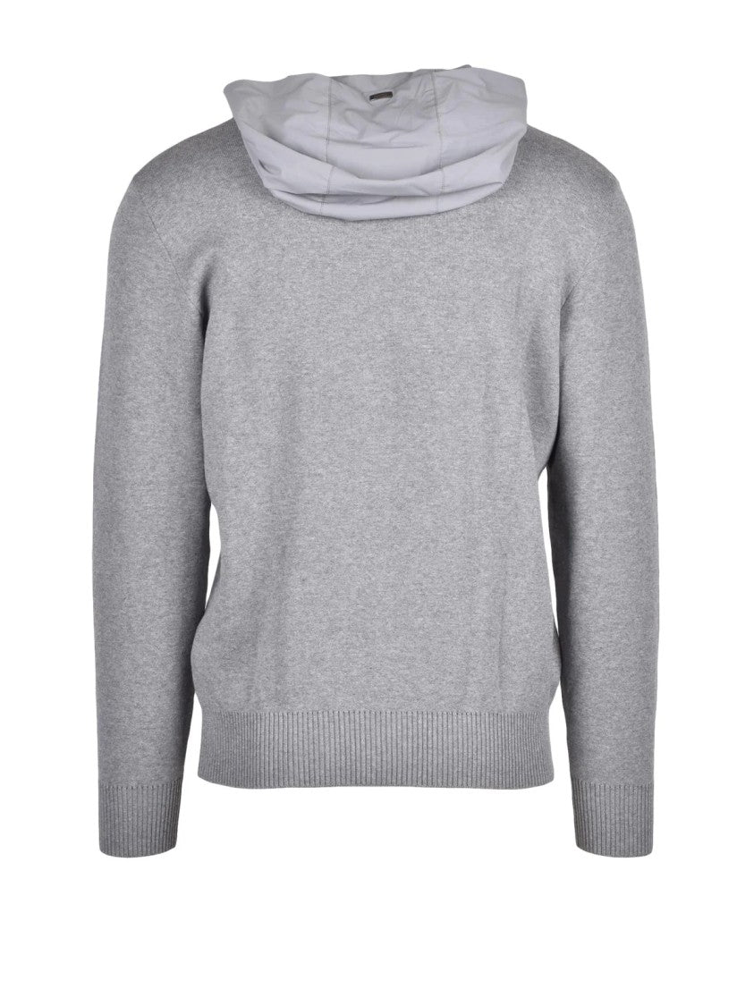 Herno Resort Grey Classic Cotton Crewneck Sweater
