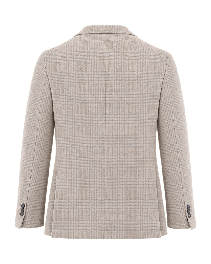 Breras Milano Beige Prince Of Wales Wool-Blend Blazer