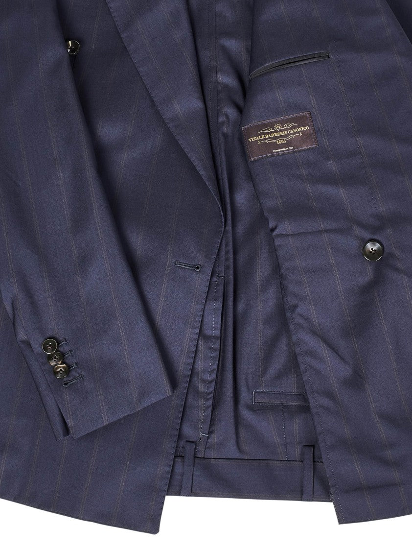 Franzese Collection Navy Blue Pinstripe Double-Breasted Suit