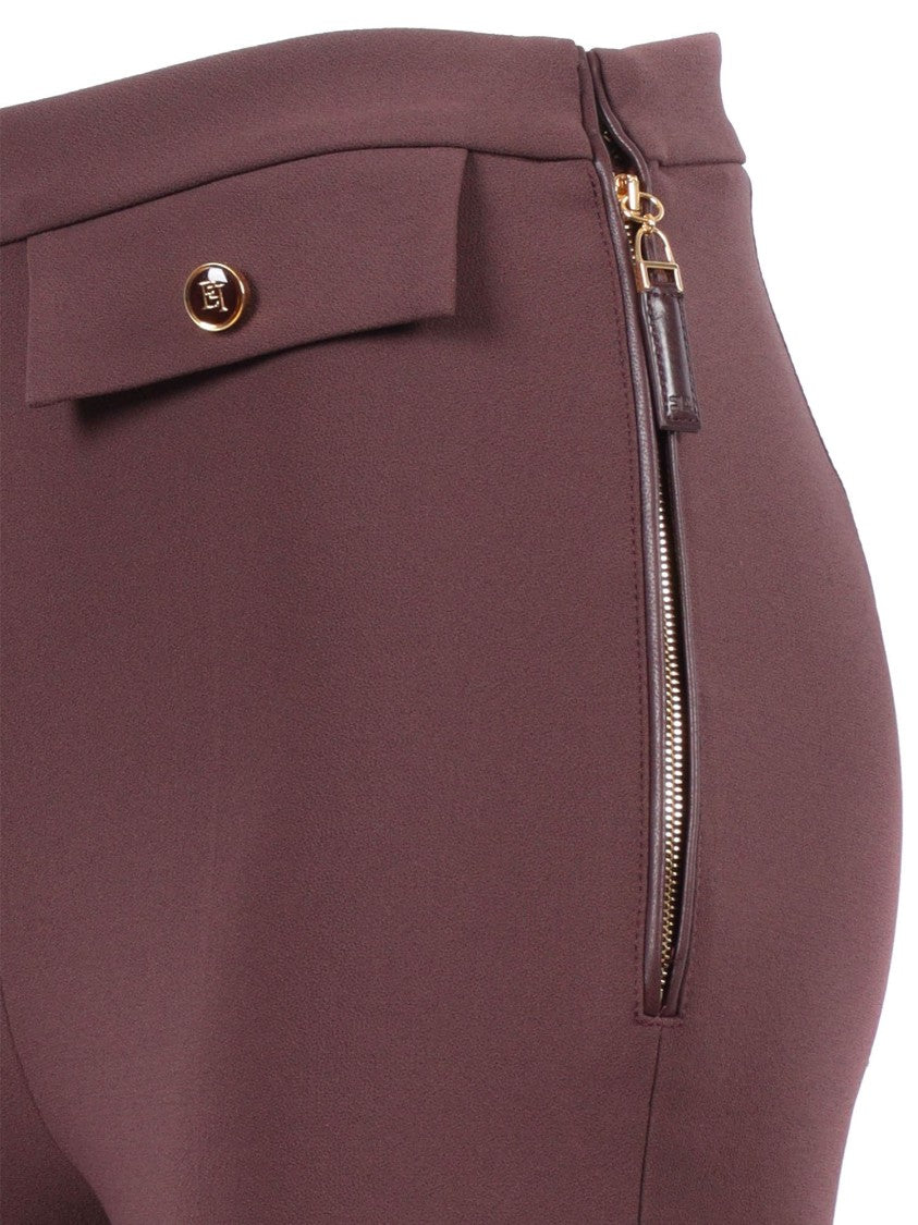 Elisabetta Franchi Tailored Brown Pants With High Waist And Polished Accents