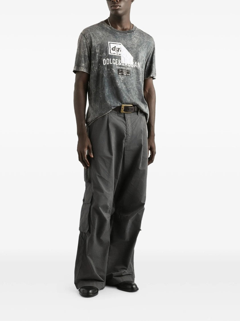Dolce & Gabbana Washed Textured Cotton Layered Graphic T-Shirt
