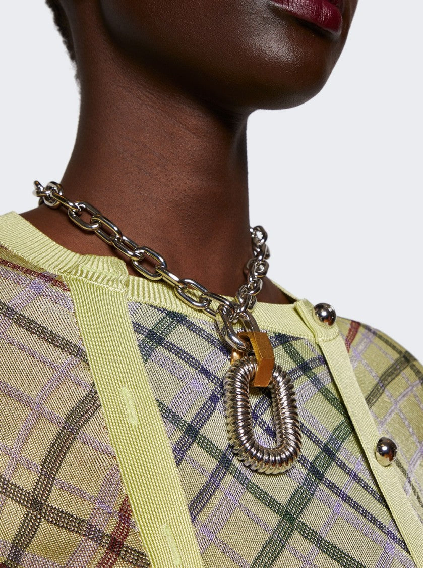 Rabanne Xl Link Animation Godron Necklace Silver And Gold