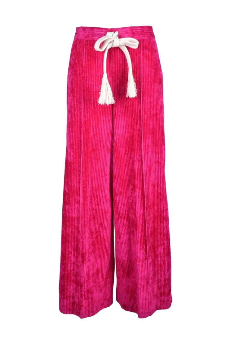 Erika Cavallini Fuchsia Velvet Wide Leg Trousers
