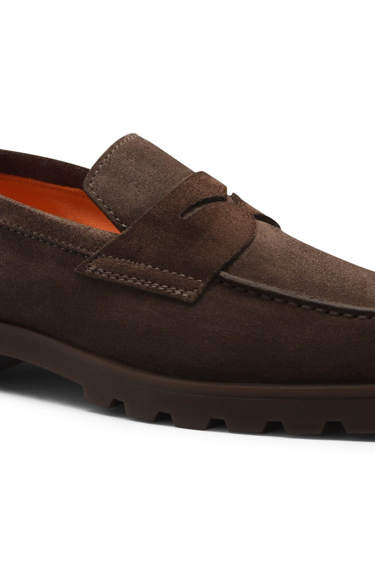 Santoni Suede Moccasins With Rubber Sole