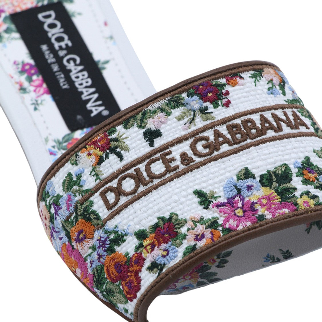 Dolce & Gabbana Floral-Embroidered Slide Flats