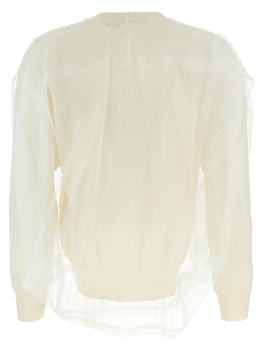 Comme Des Garçons Wool Sweater With Multilayer Tulle Detail