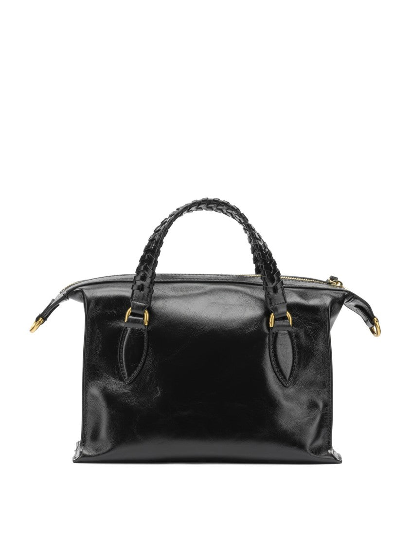 Gianni Chiarini Rectangular Leather Handbag With Braided Handles And Gold-Tone Accents