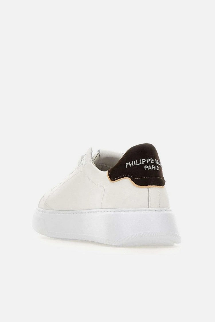 Philippe Model White Temple Contrast Heel Spoiler Leather Sneakers