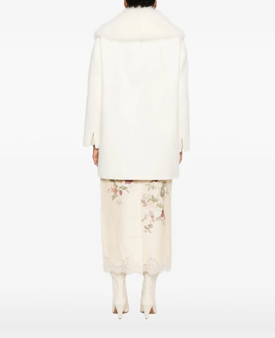 Ermanno Scervino Double-Breasted Coat With Plush Fur Collar