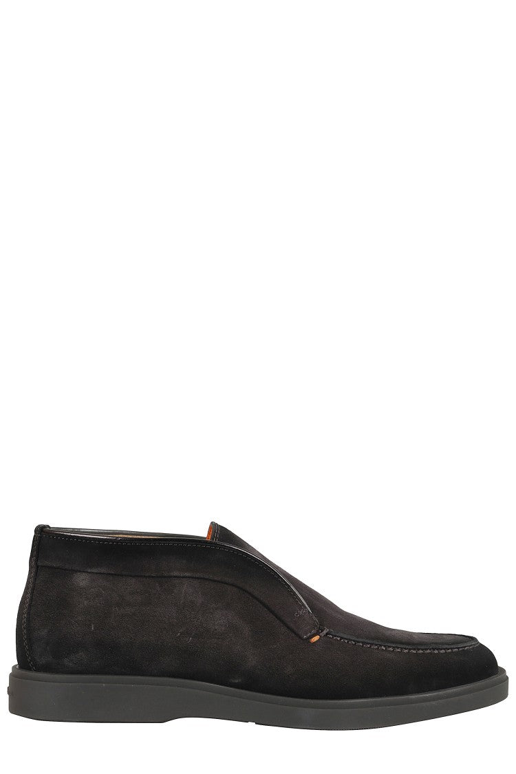 Santoni Dragon Suede Ankle Boot With Round Toe Design