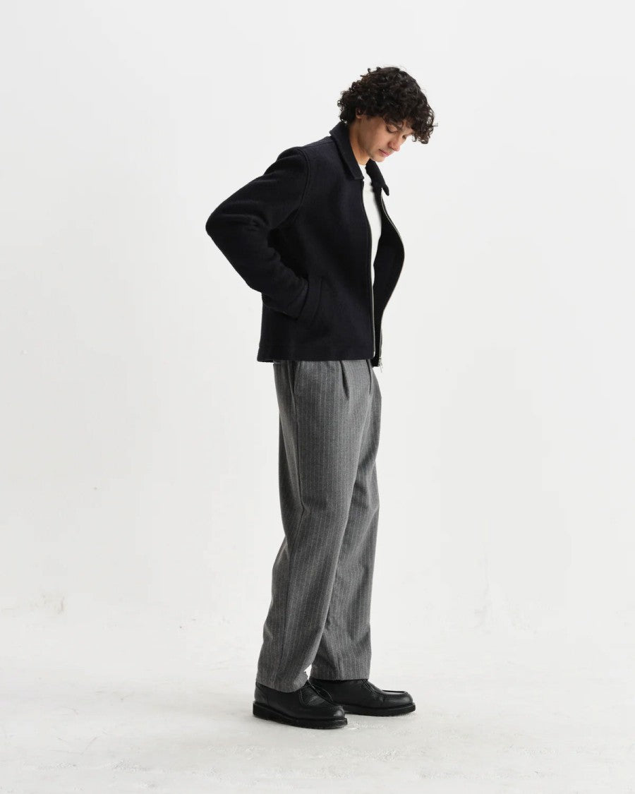 Wax London Midnight Navy Boiled Wool Eldon Jacket