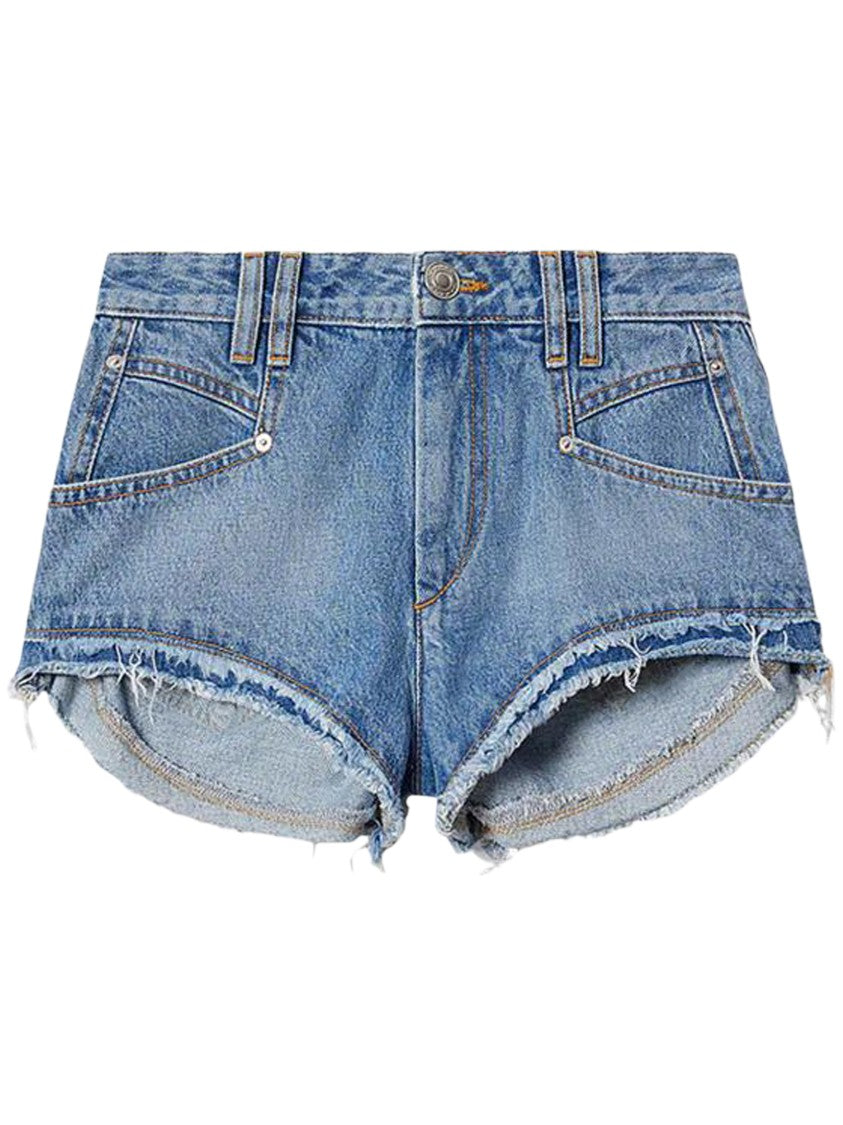 Isabel Marant Étoile Light Blue Denim Shorts With Frayed Hem
