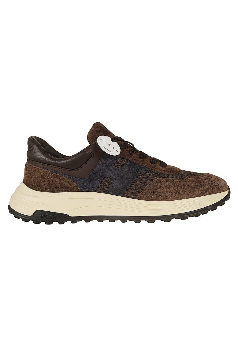 Hogan Dark Brown Suede Hyperlight Mesh Sneakers