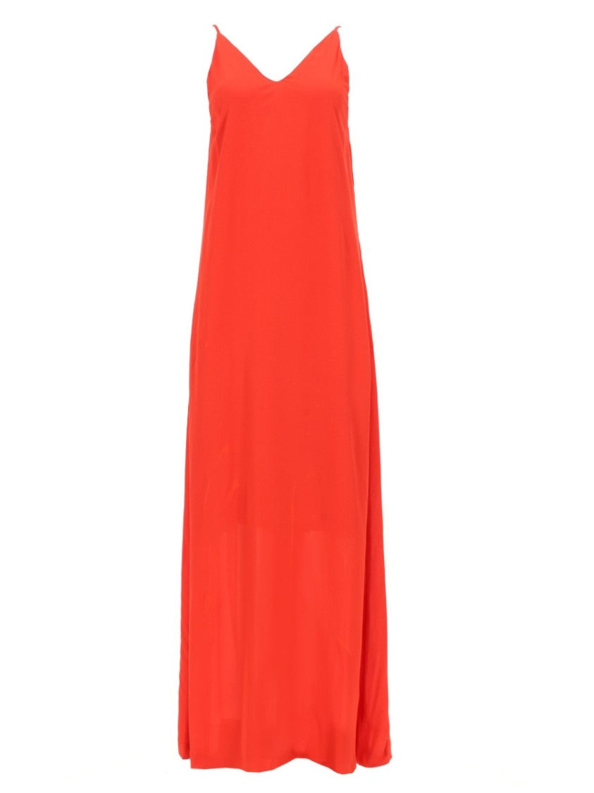 Nude V-Neck Premium Viscose Maxi Dress