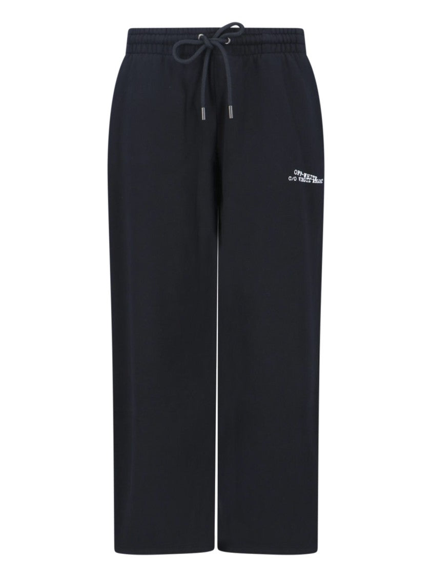 Off-White Black Logo Straight-Leg Cotton Pants