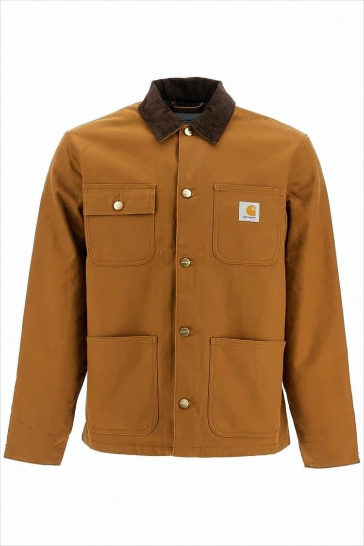 Carhartt Wip Workwear-Inspired Brown Cotton Jacket With Corduroy Collar